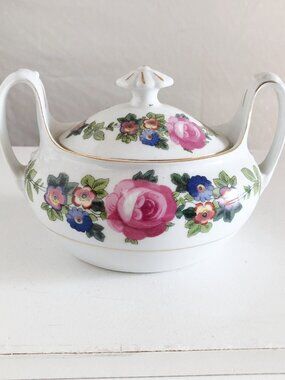 Antique Cottagecore Floral Sugar Bowl